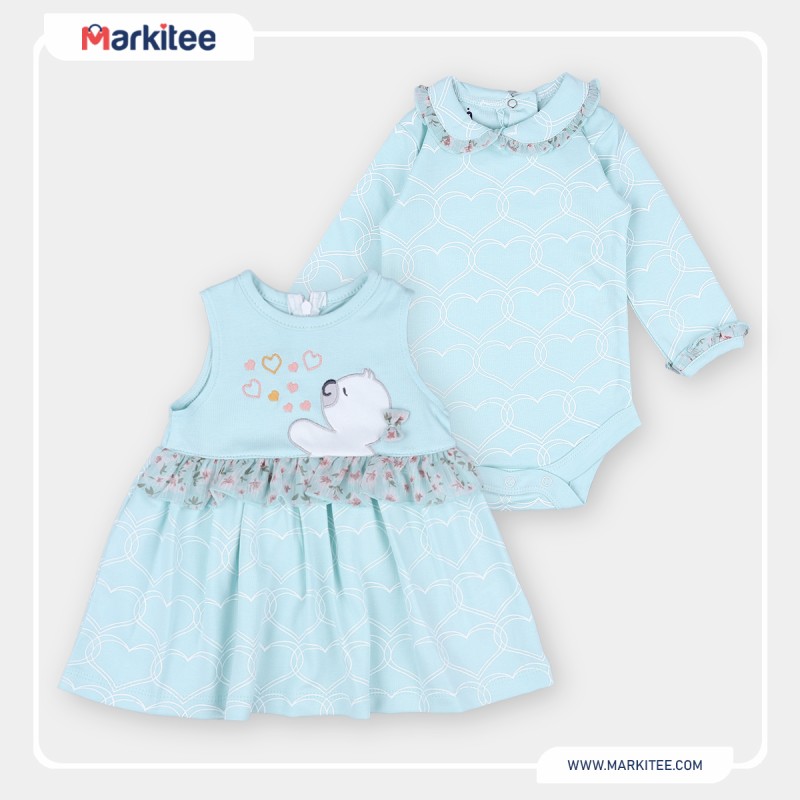 Cute-dress-long-sleeved-body-high-quality-cotton-with-a-practical-and-modern-design-Blue-color-size-from-3-6-months-FM-19206-BU6