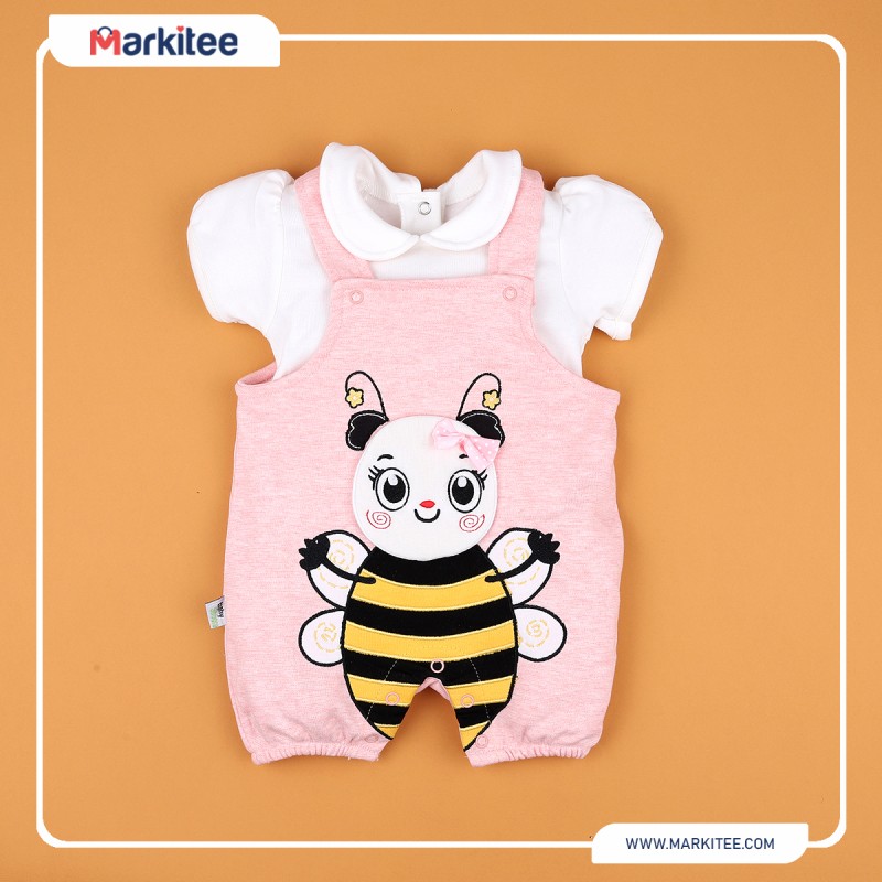 Two-piece-jumpsuit-Bee-high-quality-cotton-light-Rose-color-size-3-from-12-18-months-SH5157-R3