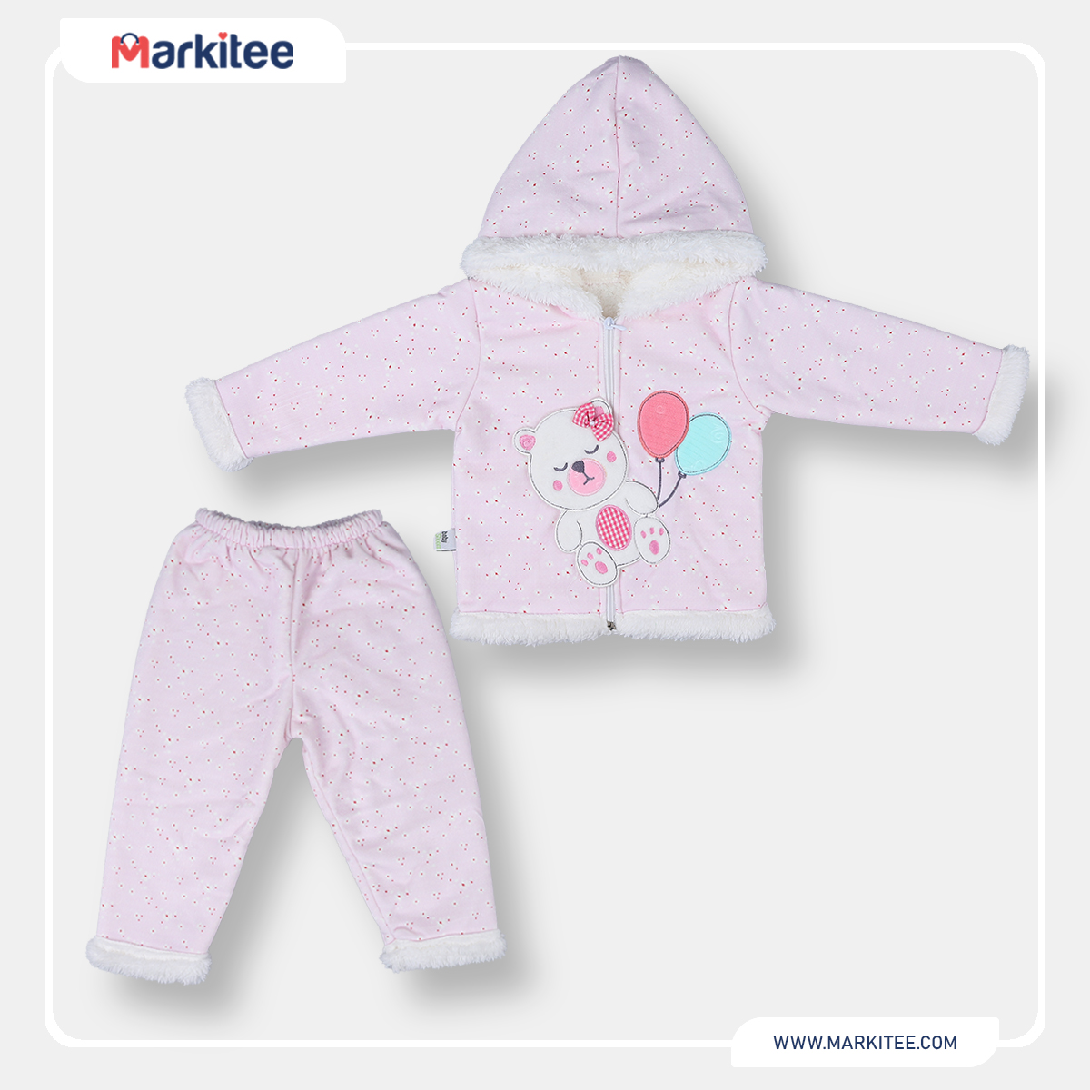 Babies-winter-2-piece-embroidered-pyjama-3-6-Months-Rose